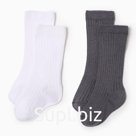 Гольфы детские 2 пары Крошка Я BASIC LINE, 10-12 см, серый/ белый