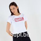 Футболка укороченная «Marvel» Мстители, цвет белый