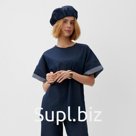 Футболка оверсайз женская MINAKU: Jeans Collection, синяя, размер 52