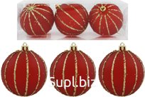 Christmas tree balls, 3 pcs, 8 cm, Inspiration, color: red