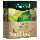 Чай GREENFIELD (Гринфилд) «Green Melissa», зеленый, с мятой, 100 пакетиков в конвертах по 1,5 г, 0879