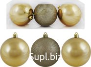 Christmas tree balls, 3 pcs, 8 cm in diameter, gold color