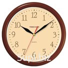 Часы настенные ход плавный, Troyka 21234287, круглые, 24*24*3, коричневая рамка
