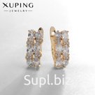 Серьги со стразами XUPING листок, белые в золоте