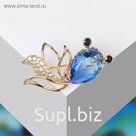 Брошь "Рыбка", цвет бело-синий в золоте