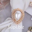 Кольцо для платка "Барокко" капля, цвет белый в золоте