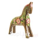 A bay horse with a delicate bouquet on its sides