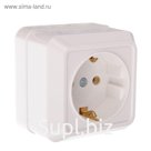 Розетка TDM "Ладога", 16 А, IP20, одноместная, с з/к, открытой установки, белая