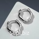 Серьги-кольца "Бамбук" объём, цвет серебра, d=1,5