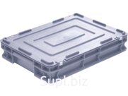 Ящик 400х300х75 с крышкой на петлях , серый, код:28567