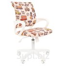 Кресло детское Chairman Kids 103, PL белый, ткань велюр, автобусы, механизм качания спинки
