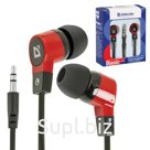 Наушники DEFENDER Basic 619, проводные, 1,1 м, вкладыши, черные с красным