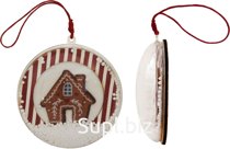 Christmas tree decoration: Gingerbread house in a ball, 8x2x8 cm