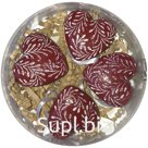 Набор пластиковых елочных украшений "Сердце" 4шт, 8,5*8,5см, красный с белыми веточками