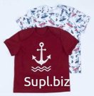 Комплект Футболок для малыша 2шт., цвет бордовый "Якорь", белый акула на доске