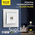 Розетка телевизионная одноместная TOT Glossy Glass, скрытая, стекло, серебристая