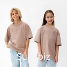 Футболка детская MINAKU:Basic line kids, бежевая, рост 122 см