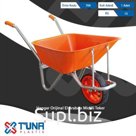 Тачка одноколесная 75л  TUNA c оранжевым корытом