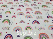 Муслин,100% хлопок,принт Радуга розовая