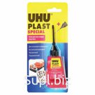 Клей для пластика UHU Plast Special, 30 г, с иглой-дозатором, единичный блистер с европодвесом, 45880