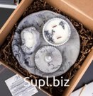 Набор свечей на подносе (аромат Мох & Черный Коралл Черное Море)