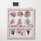 Фоторамка пластик на 7 фото 7х7, 8х8 см с штемп.подушкой "Семья" розовая 36х20 см