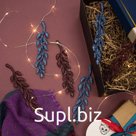 Набор новогодних елочных подвесок "Веточка", бургундия/темно-синий, 6 шт., 17 см., пластик