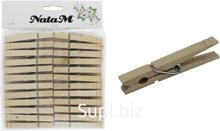 Wooden clothespins in a set of 24 pcs. Color: light wood.