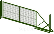 Ворота откатные со сварной сеткой H 2 м L 4 м ППК RAL 8017 Зеленый