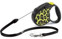 Поводок-рулетка Flexi Safari cord S 5m 12 kg yellow Leopard