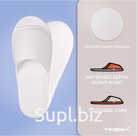 Тапки корал флис, открытый мыс (100 пар) одноразовые, белые