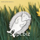 Брошь "Ёж", цвет чернёное серебро