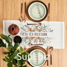 Дорожка на стол Этель Berry garden, 30×70 см, 100% хлопок, саржа 190 г/м², бежевая