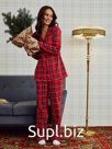 Пижама новогодняя женская (рубашка, брюки) KAFTAN «Клетка», размер 40-42