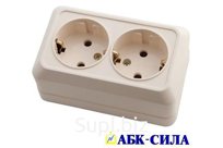 Розетка двухместная с з/к 16А 220В (керамика) "АЛЬТАИР" слоновая кость