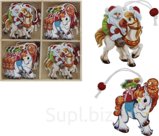 Christmas tree decorations: 12 wooden horses. Size: 6 cm.