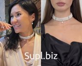 Women's pearl choker with a pendant