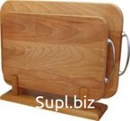 Набор из 2 разделочных досок на подставке с металлической ручкой