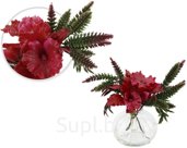 Decorative flowers: Cattleya orchids in a vase. Size: 17x17x22 cm. Color: crimson.