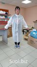 Халат для посетителей 100см на липучках(р-р L,XL,XXL, белый/голубой
