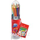 Карандаши цветные Faber-Castell "Grip", 12цв., трехгран., заточен., метал. кор. в форме ракеты