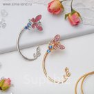 Серьга "Каффа" бабочка на ветви, цвет МИКС