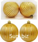 Twinkling Christmas tree balls, 2 pcs., 10 cm diameter, gold color