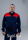 Комфортный хлопковый костюм темно-синего цвета с красной кокеткой. Универсальная модель — подходит работникам разных отраслей. Костюм «ФОРМАТ – 2» на 100% сост…