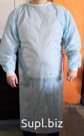 Халат хирургический не стерильный. На манжетах. Материал 25 г. Евростандарт 140 см. Обработка воротника бейка. Липучка воротник. Четыре прошитых завязки.
