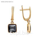 Серьги "Квадратик", позолота, цвет чёрный