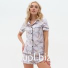 Пижама женская (рубашка, шорты) KAFTAN Birds, размер 52-54, серая