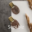 Серьги ассорти "Танзания" перламутровые овалы, цвет серый в золоте