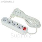 Удлинитель T.plast, 4 розетки, 7 м, 16 А, с з/к, с выключателем, 32.75.411.0407,
