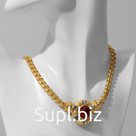 Колье "Гефест", цвет красно-белый в золоте, L=40см
